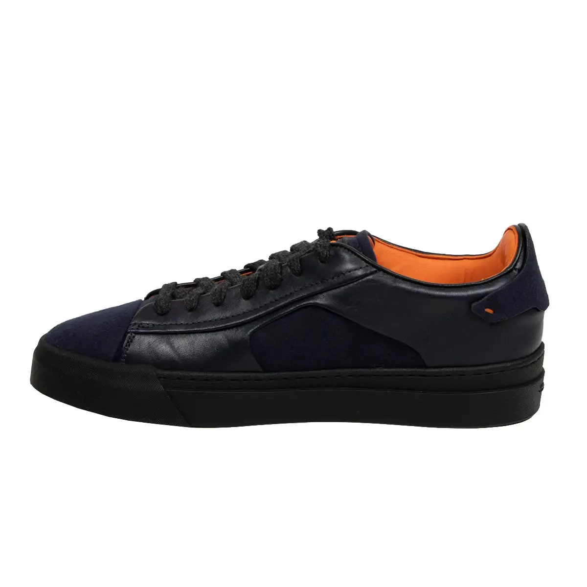 Navy Fabric and Leather Sneaker