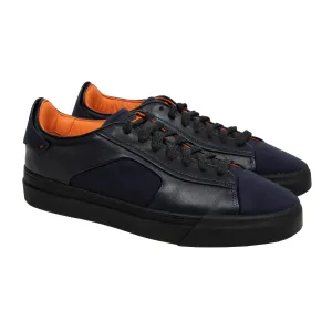 Navy Fabric and Leather Sneaker