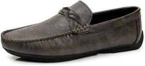 New Men's Loafers Shoes Round Toe Vegan Leather Solid Color Loafer Shoes Flat Heel Anti-Slip Flexible Wedding Slip On
