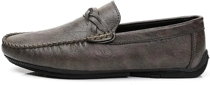 New Men's Loafers Shoes Round Toe Vegan Leather Solid Color Loafer Shoes Flat Heel Anti-Slip Flexible Wedding Slip On
