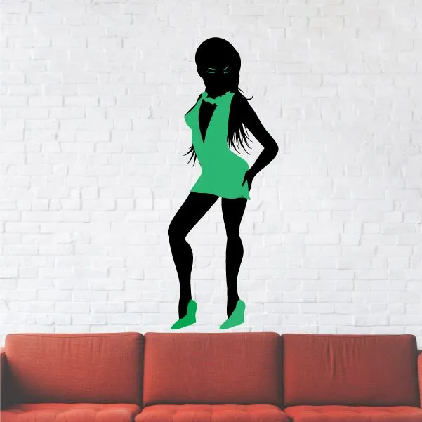 Party Girl In Green Dress and Shoes Sticker