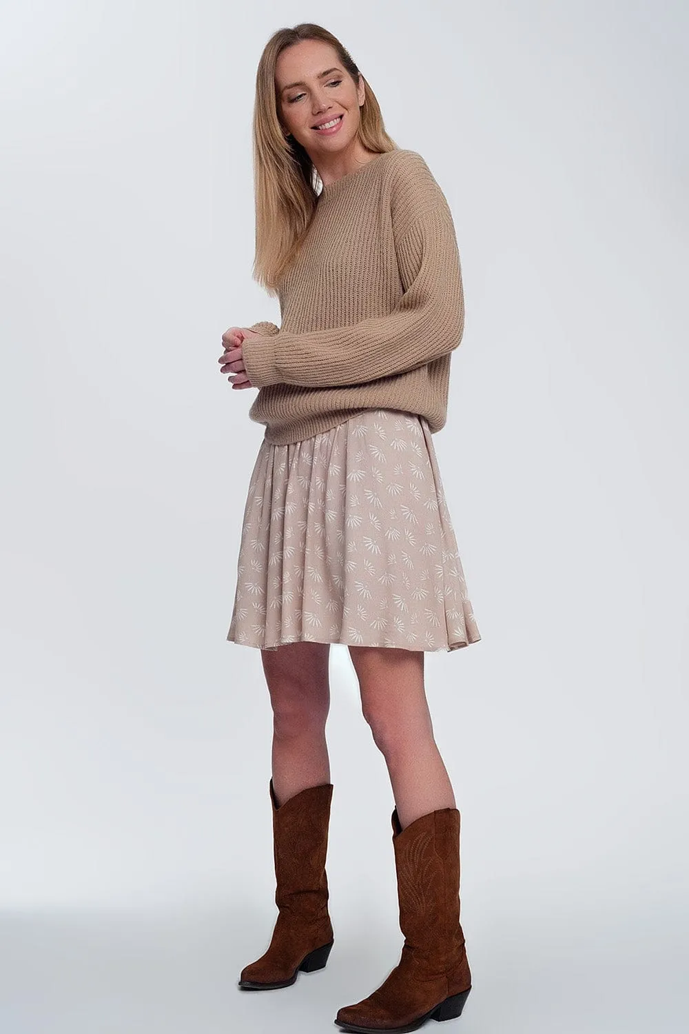Ribbed Jumper In Light Beige