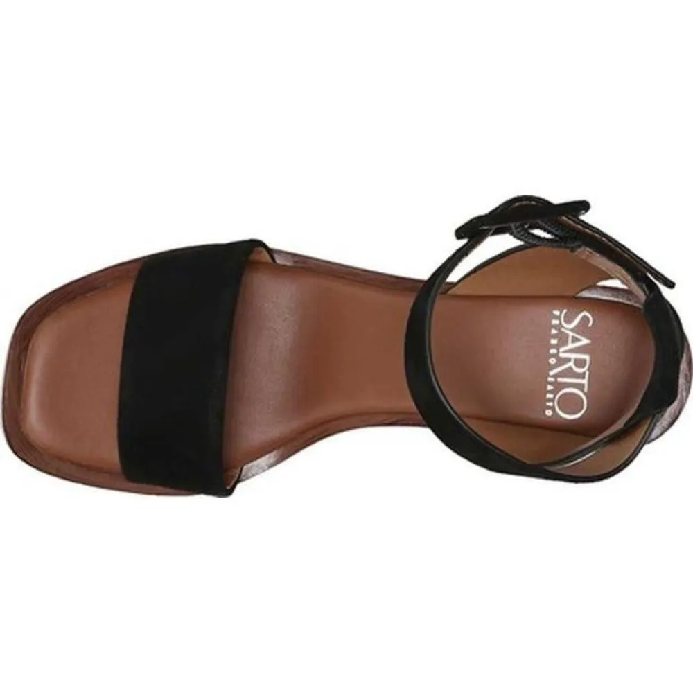 Risa Black Suede Franco Sarto Ankle Strap Sandal