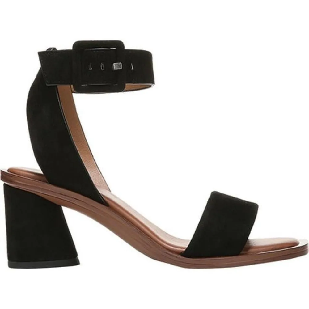 Risa Black Suede Franco Sarto Ankle Strap Sandal
