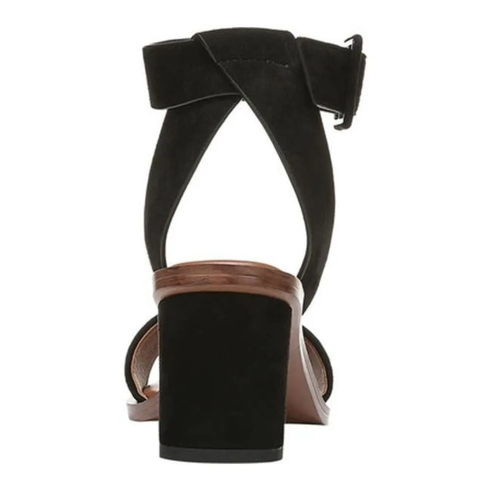 Risa Black Suede Franco Sarto Ankle Strap Sandal