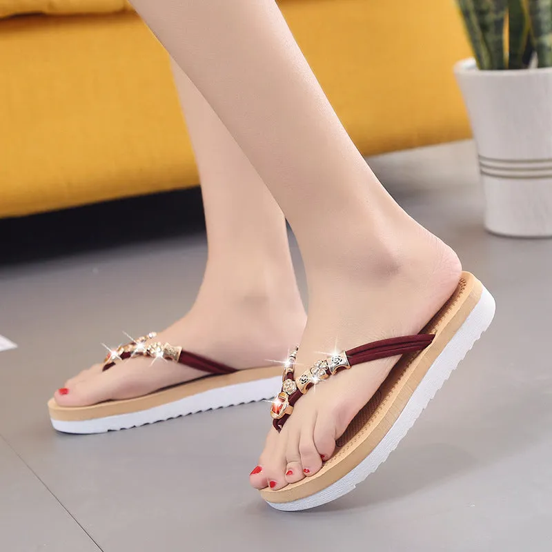 Seaside Soft Bottom Rhinestone Slippers