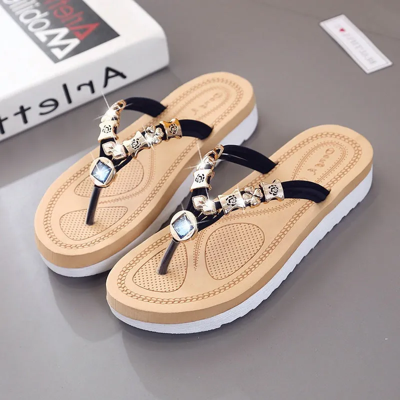 Seaside Soft Bottom Rhinestone Slippers