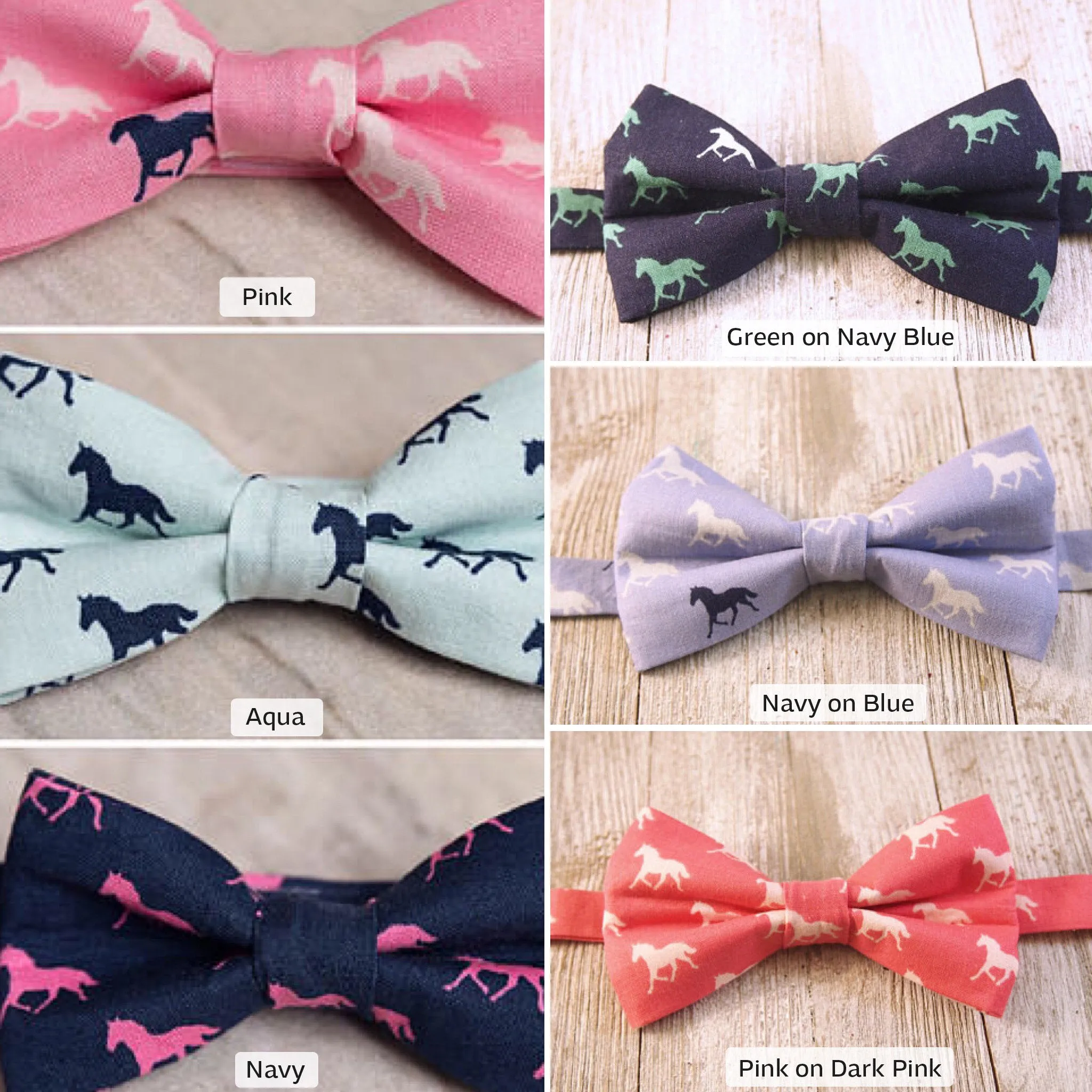 Self Tie Horses Bow Tie with Pocket Square