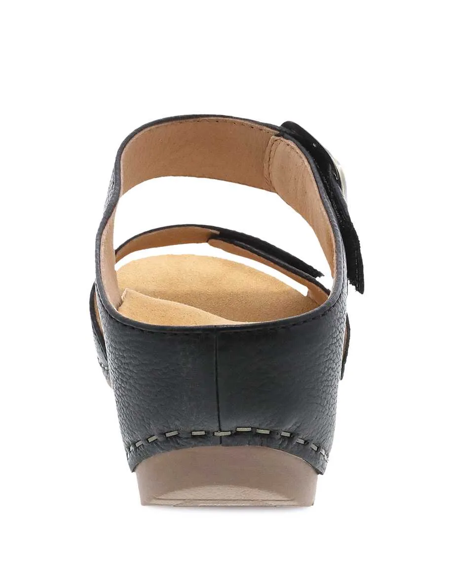 Tanya Burnished Adjustable Sandal in Black
