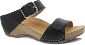 Tanya Burnished Adjustable Sandal in Black